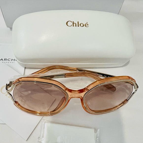 **SOLD**** CHLOE CE689S light burnt/peach shaded LENSES SUNGLASSES 54-19-135 - Picture 8 of 8